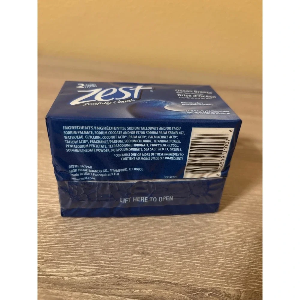 NEW Zest Ocean Breeze Bar Soap with Sea Minerals 2 Bars‎ 3.2 oz Each New Sealed